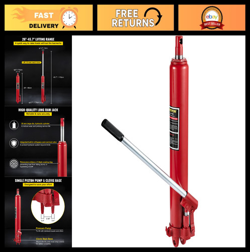 Ton hydraulic long ram jack - 8,
